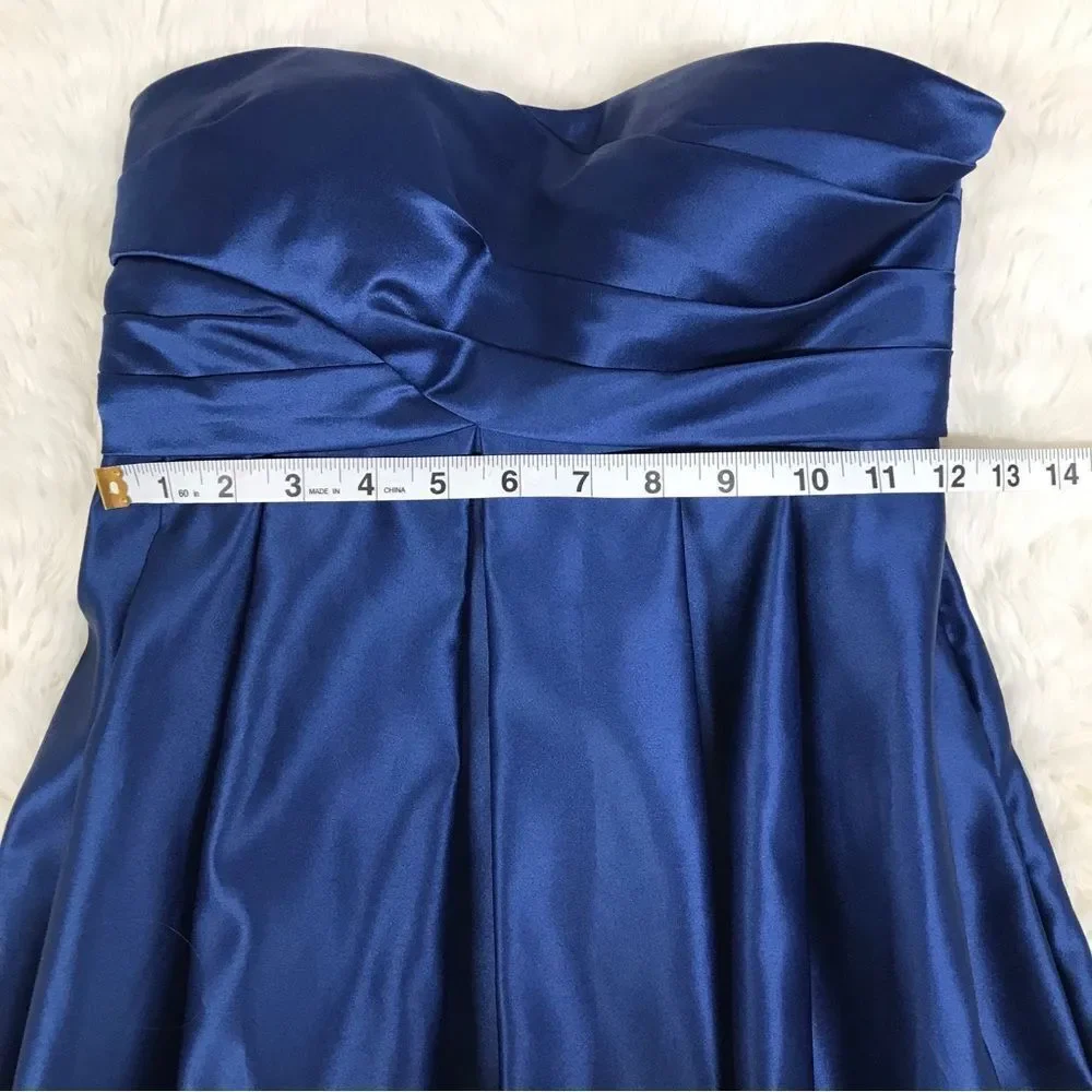 BILL LEVKOFF Navy Blue Strapless Satin Dress Short Bridesmaid‎ Formal Size 0